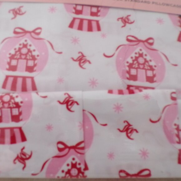 Juicy Couture 6pc QUEEN Sheet Set Snowglobes Pink / White - Picture 6 of 6